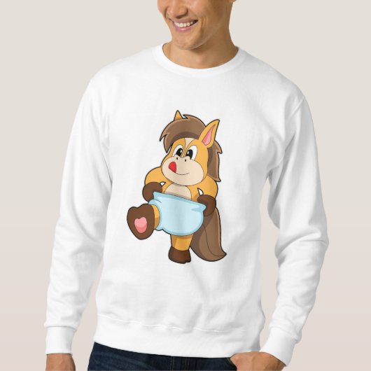 Pferd als Baby mit Windeln Sweatshirt (Vorderseite)