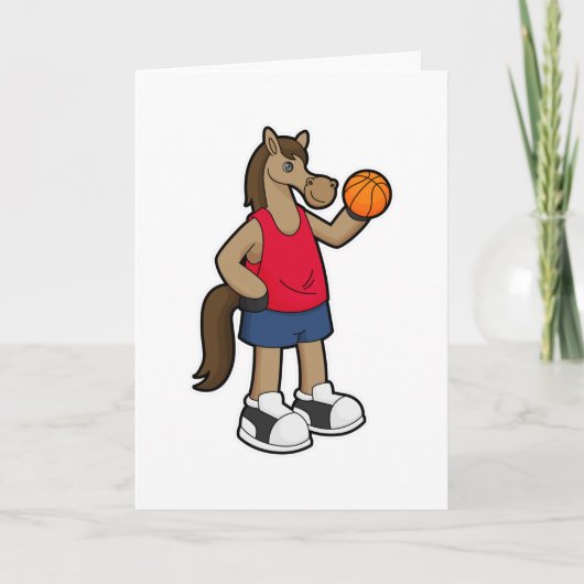 Pferd als Basketballspieler mit Basketball Karte (Vorderseite)