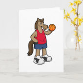 Pferd als Basketballspieler mit Basketball Karte (Gelbe Blume)
