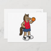 Pferd als Basketballspieler mit Basketball Postkarte (Vorne/Hinten)