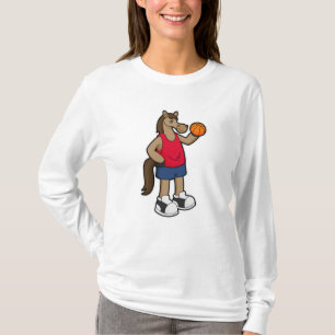 Pferd als Basketballspieler mit Basketball T-Shirt