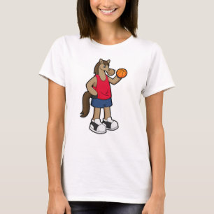 Pferd als Basketballspieler mit Basketball T-Shirt