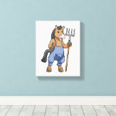 Pferd als Bauer mit Rake Leinwanddruck (Insitu (Holzboden))