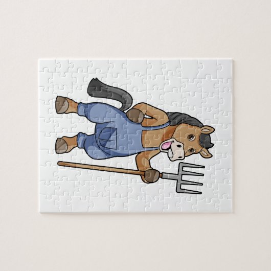 Pferd als Bauer mit Rake Puzzle (Horizontal)