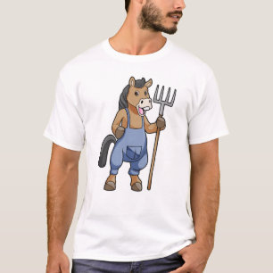 Pferd als Bauer mit Rake T-Shirt