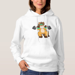 Pferd als Bodybuilder mit Barbell Hoodie