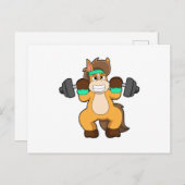Pferd als Bodybuilder mit Barbell Postkarte (Vorne/Hinten)