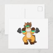 Pferd als Bodybuilder mit Hantel Postkarte (Vorne/Hinten)