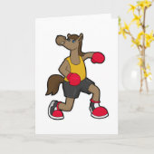 Pferd als Boxer mit Boxhandschuhen Karte (Gelbe Blume)