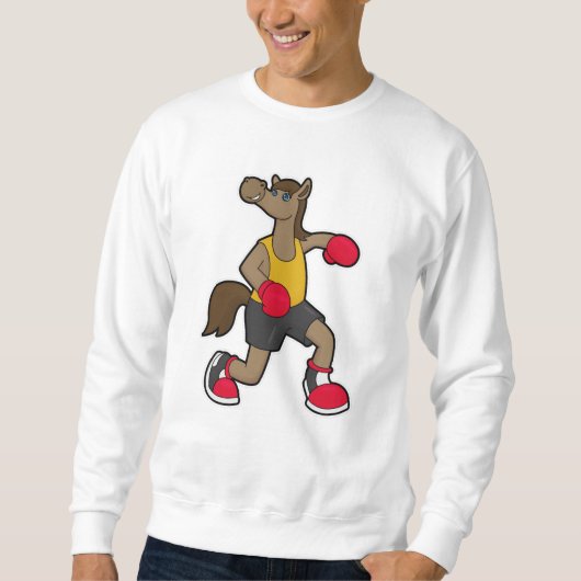 Pferd als Boxer mit Boxhandschuhen Sweatshirt (Vorderseite)