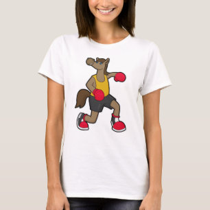 Pferd als Boxer mit Boxhandschuhen T-Shirt