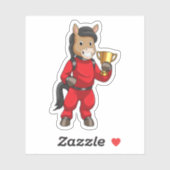 Pferd als Champion mit Trophäe Aufkleber (Blatt)