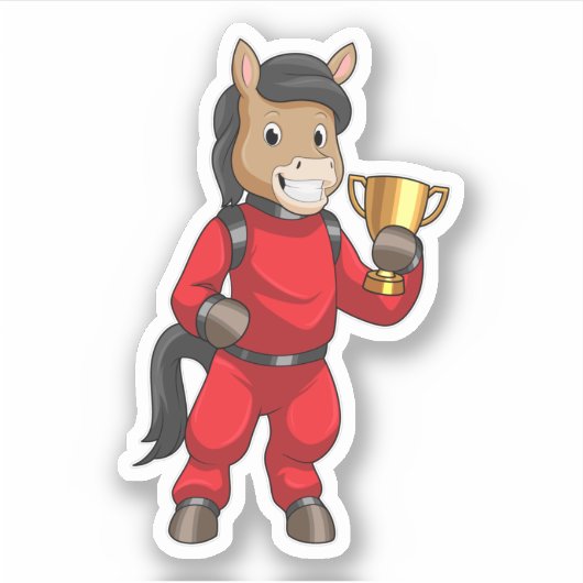 Pferd als Champion mit Trophäe Aufkleber (Vorderseite)