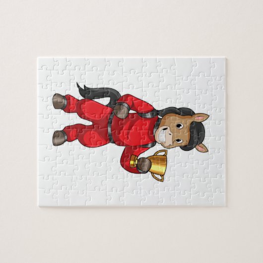 Pferd als Champion mit Trophäe Puzzle (Horizontal)