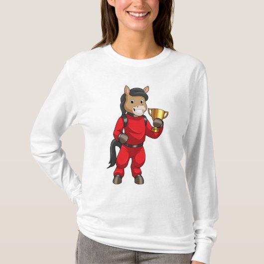 Pferd als Champion mit Trophäe T-Shirt (Vorderseite)