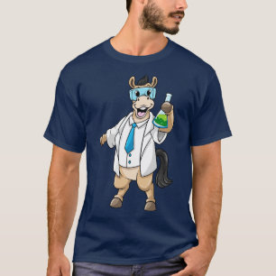 Pferd als Chemist mit Brille und Reagenzglas T-Shirt
