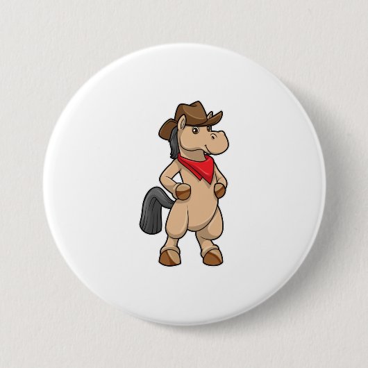 Pferd als Cowboy Button (Vorderseite)