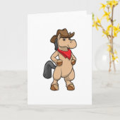 Pferd als Cowboy Karte (Gelbe Blume)