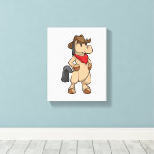Pferd als Cowboy Leinwanddruck (Insitu (Holzboden))