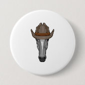 Pferd als Cowboy mit Hut Button (Vorderseite)