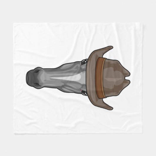 Pferd als Cowboy mit Hut Fleecedecke (Vorderseite (Horizontal))