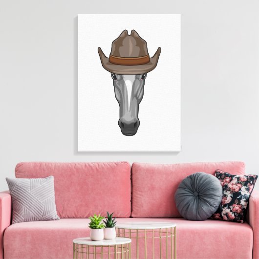 Pferd als Cowboy mit Hut Leinwanddruck (Insitu (Wohnzimmer))