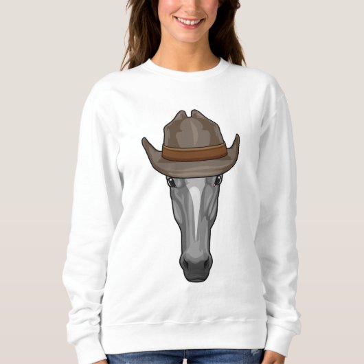 Pferd als Cowboy mit Hut Sweatshirt (Vorderseite)