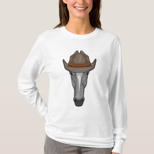 Pferd als Cowboy mit Hut T-Shirt (Vorderseite)