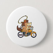 Pferd als Cowboy mit Lasso & Motorrad Button (Vorderseite)
