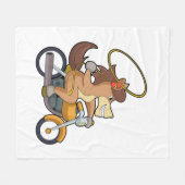 Pferd als Cowboy mit Lasso & Motorrad Fleecedecke (Vorderseite (Horizontal))