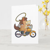 Pferd als Cowboy mit Lasso & Motorrad Karte (Gelbe Blume)