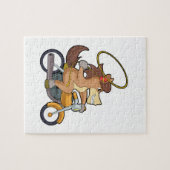Pferd als Cowboy mit Lasso & Motorrad Puzzle (Horizontal)