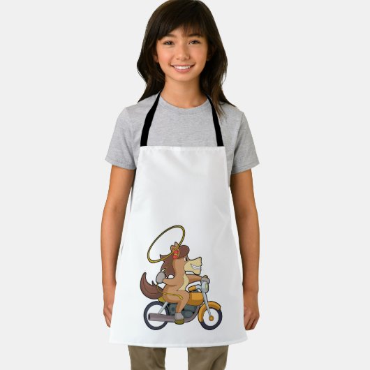 Pferd als Cowboy mit Lasso & Motorrad Schürze (Insitu)