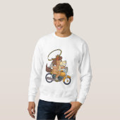 Pferd als Cowboy mit Lasso & Motorrad Sweatshirt (Vorne ganz)
