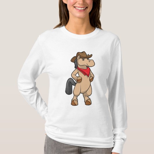 Pferd als Cowboy T-Shirt (Vorderseite)