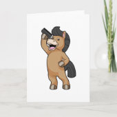 Pferd als Friseur mit Kamm Karte (Vorderseite)