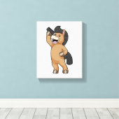 Pferd als Friseur mit Kamm Leinwanddruck (Insitu (Holzboden))