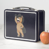 Pferd als Friseur mit Kamm Metall Brotdose (Beispiel)