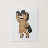 Pferd als Friseur mit Kamm Puzzle (Vertikal)