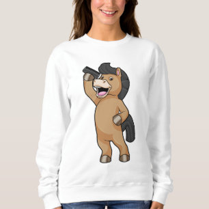 Pferd als Friseur mit Kamm Sweatshirt