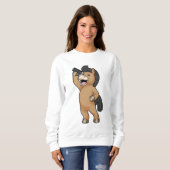 Pferd als Friseur mit Kamm Sweatshirt (Vorne ganz)