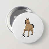 Pferd als Fußballspieler mit Fußball Button (Vorne & Hinten)