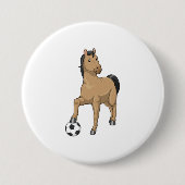 Pferd als Fußballspieler mit Fußball Button (Vorderseite)