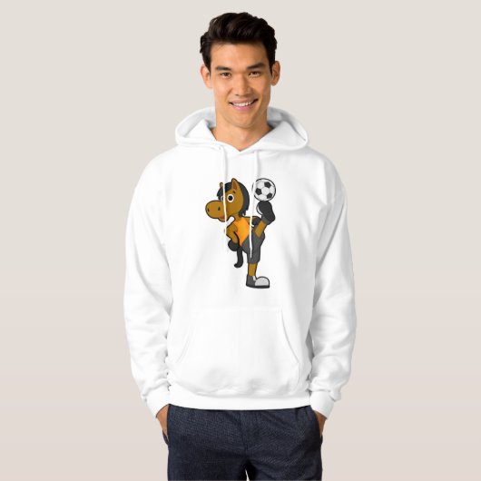 Pferd als Fußballspieler mit Fußball Hoodie (Vorne ganz)