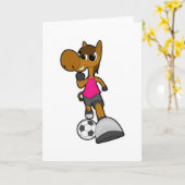 Pferd als Fußballspieler mit Fußball Karte (Gelbe Blume)