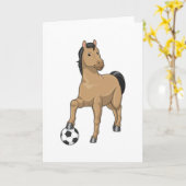 Pferd als Fußballspieler mit Fußball Karte (Gelbe Blume)