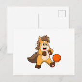 Pferd als Fußballspieler mit Fußball Postkarte (Vorne/Hinten)