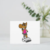 Pferd als Fußballspieler mit Fußball Postkarte (Stehend Vorderseite)