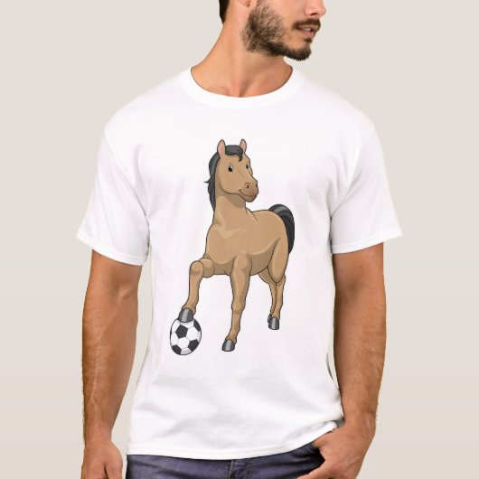 Pferd als Fußballspieler mit Fußball T-Shirt (Vorderseite)
