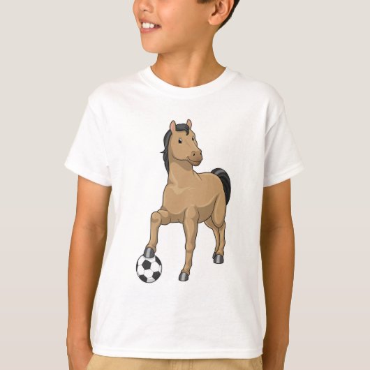 Pferd als Fußballspieler mit Fußball T-Shirt (Vorderseite)